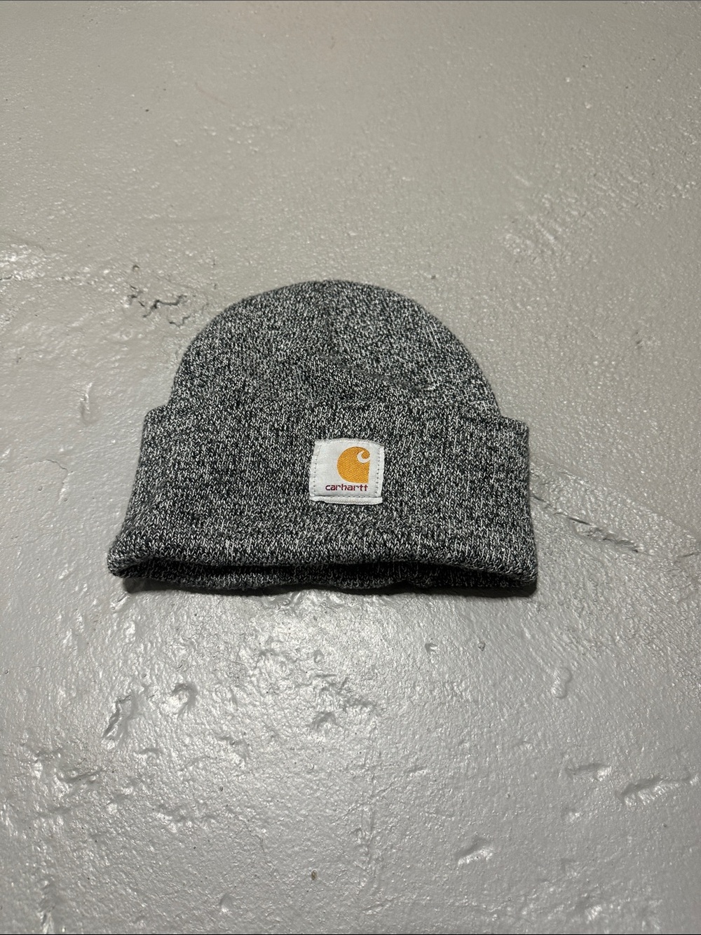 Carhartt Heather Gray Cuffed Knit Beanie with Logo Patch